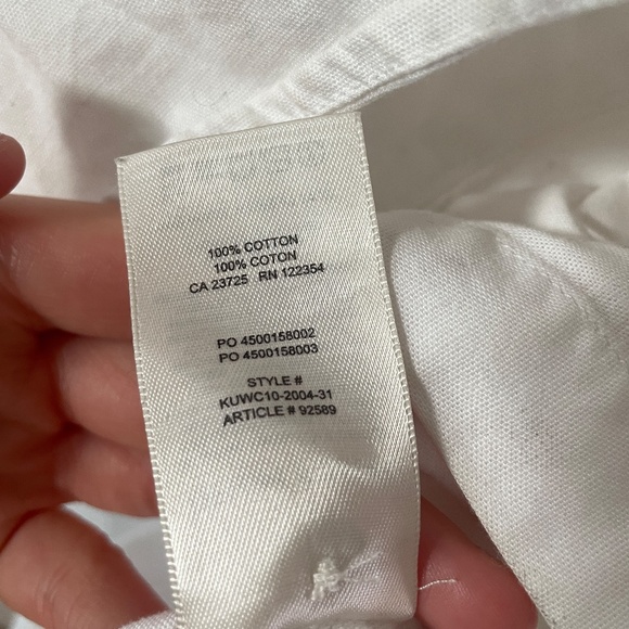 Denim Forum The Jane Shirt White Cotton Short Sleeve Button Shirt Aritzia Medium - Picture 5 of 7